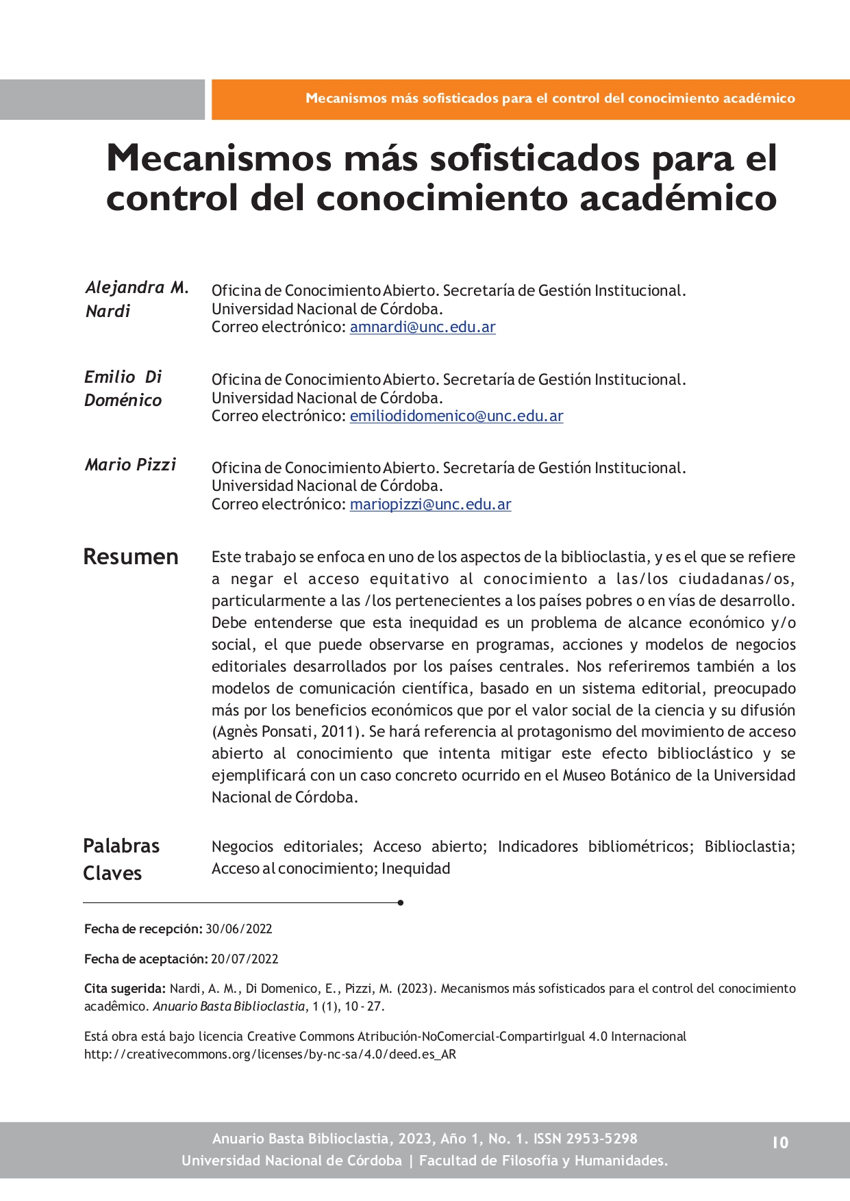 Mecanismos más sofisticados para el control del conocimiento académico