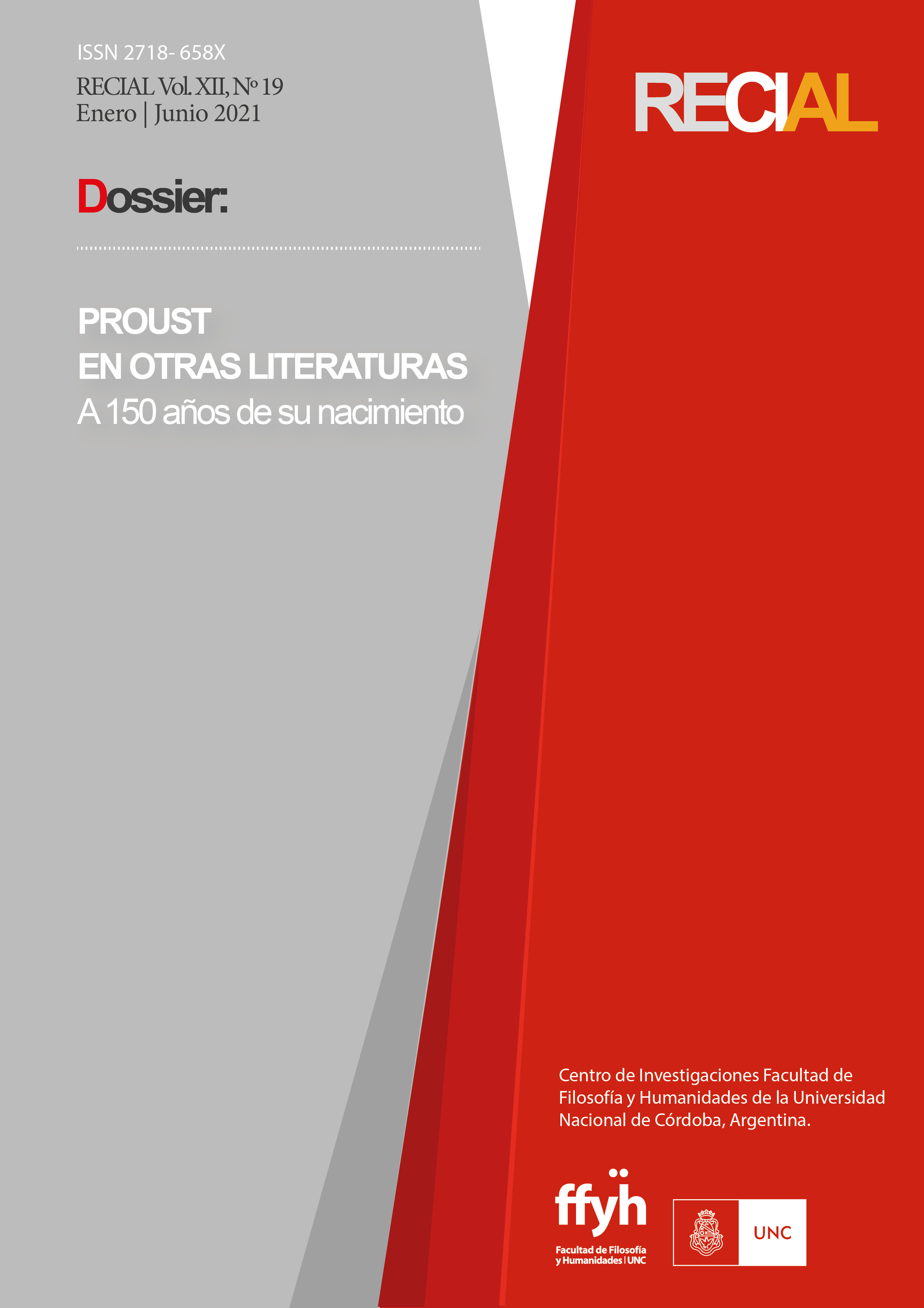 Portada de RECIAL N° 19: Dossier "Proust en otras literaturas. A 150 años de su nacimiento".