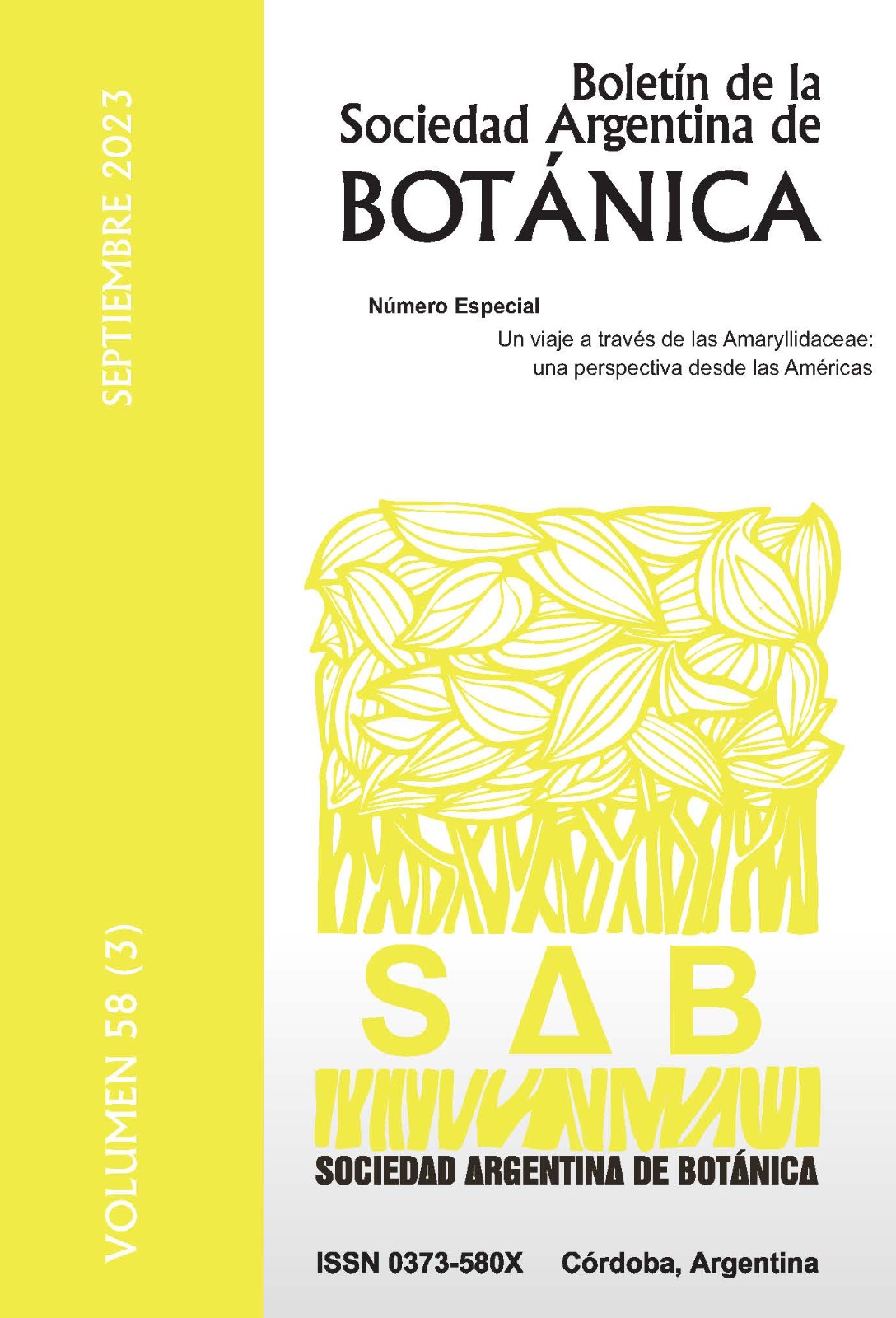 					Ver Vol. 58 Núm. 3 (2023): Septiembre. Número especial: Amaryllidaceae
				