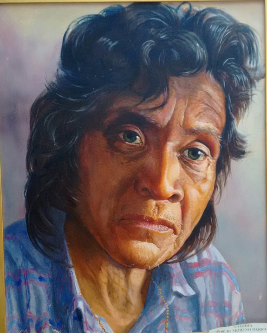 Retrato de integrante del pueblo originario Mbya Guaraní de Argentina. Autora de la pintura: Dra. Elena Pica